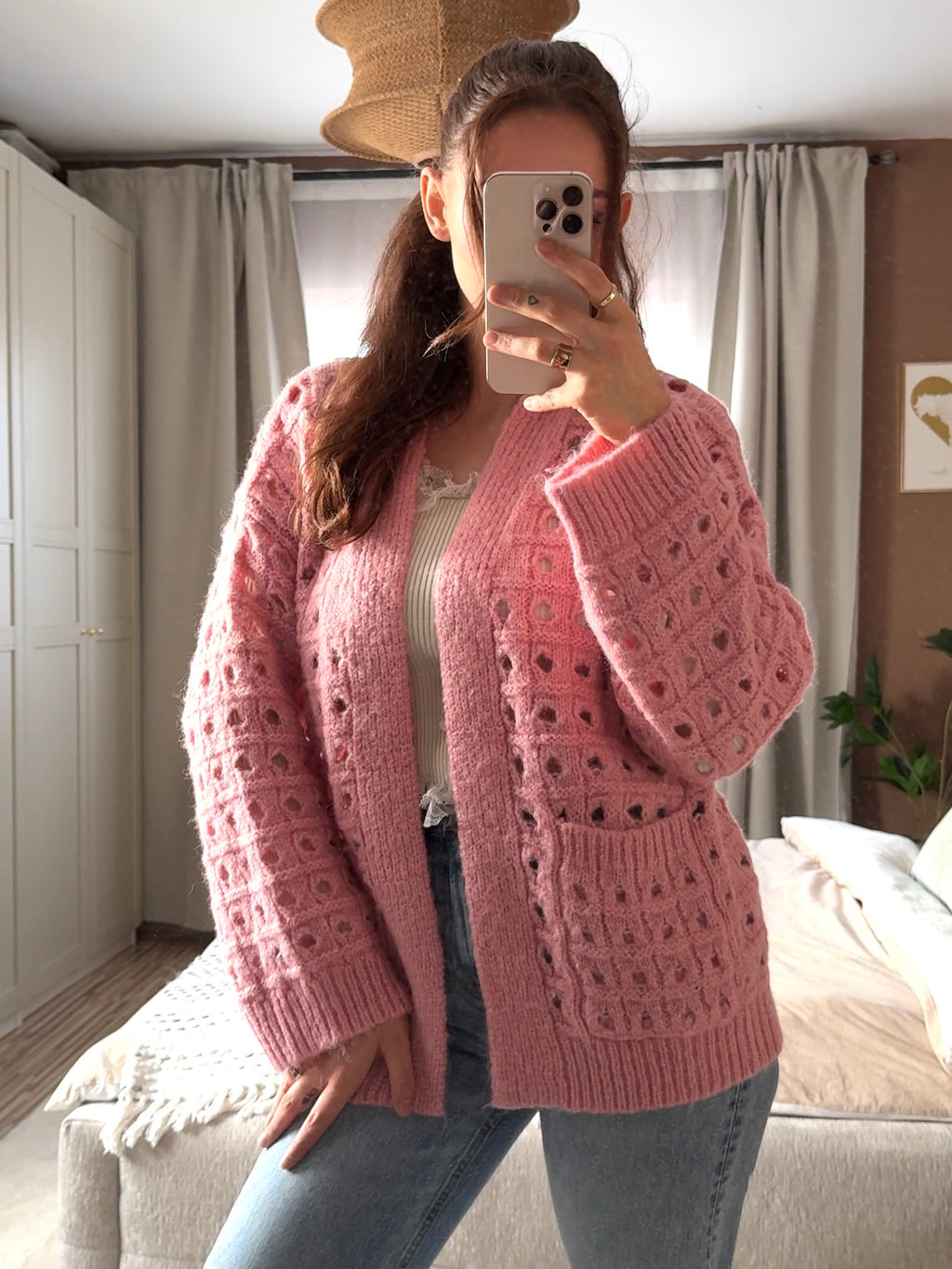 Cardigan mit Lochmuster