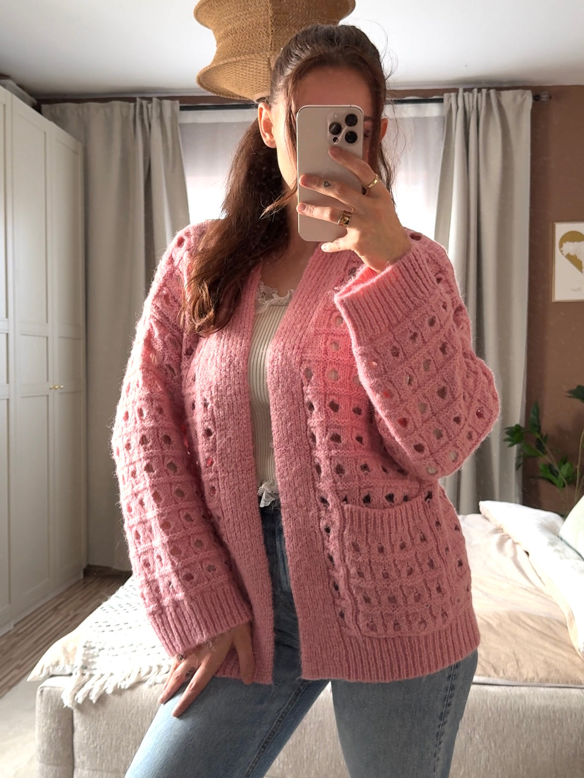 Cardigan mit Lochmuster