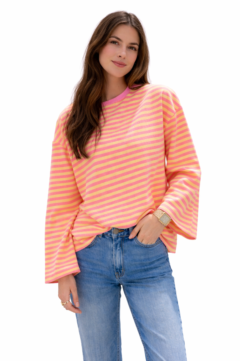 Gestreiftes Shirt „Melly“ gelb