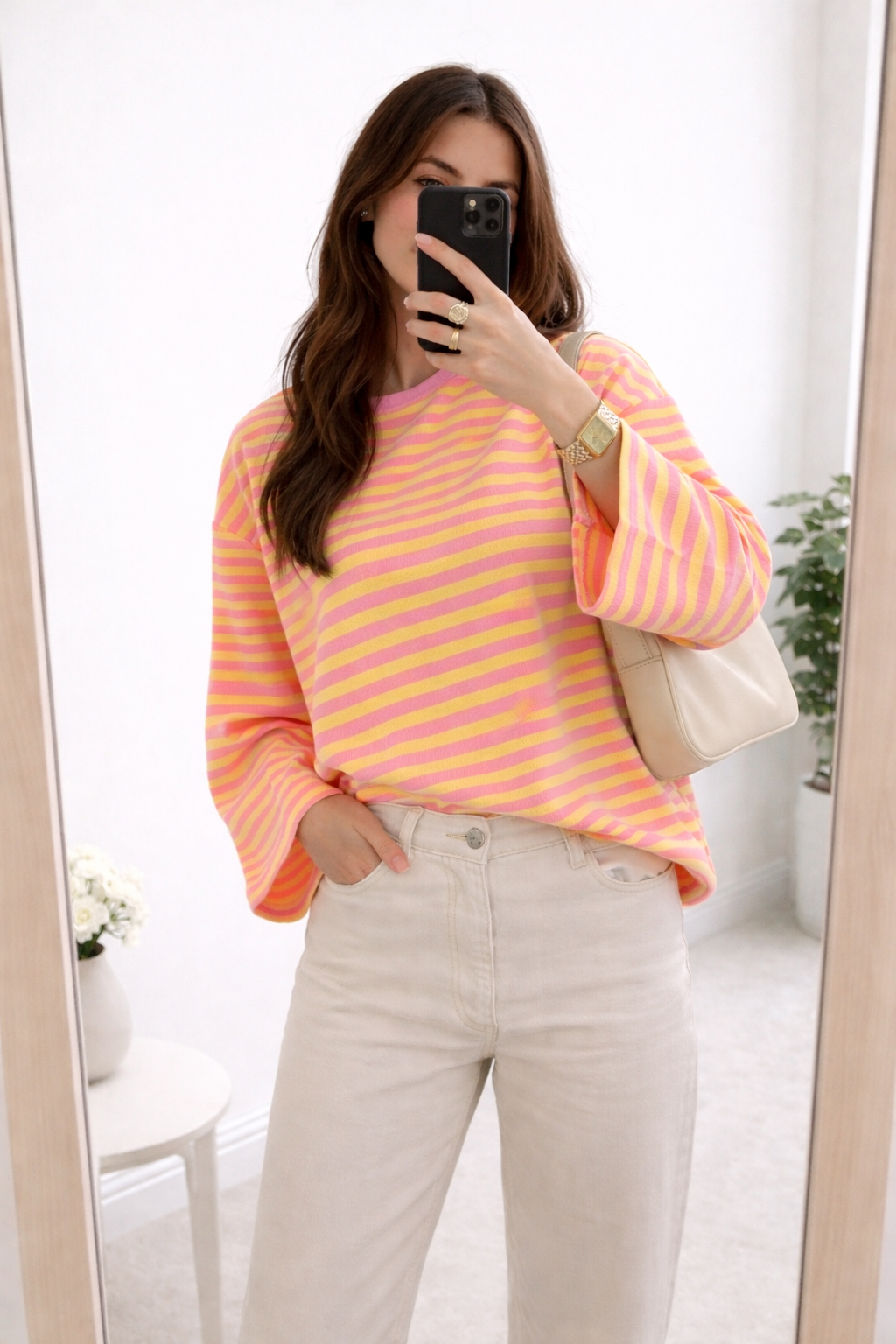 Gestreiftes Shirt „Melly“ gelb