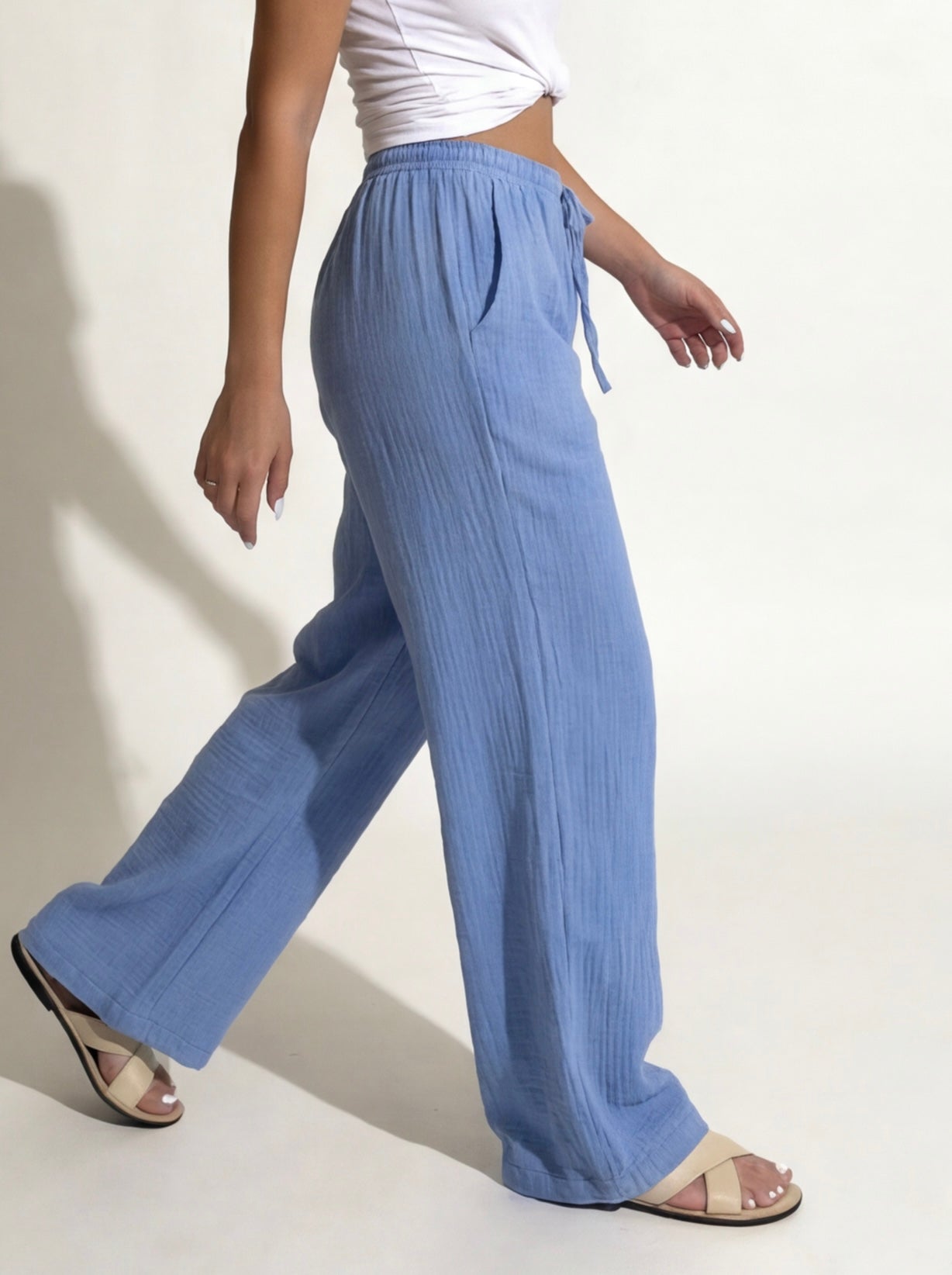 Musselin Hose blau