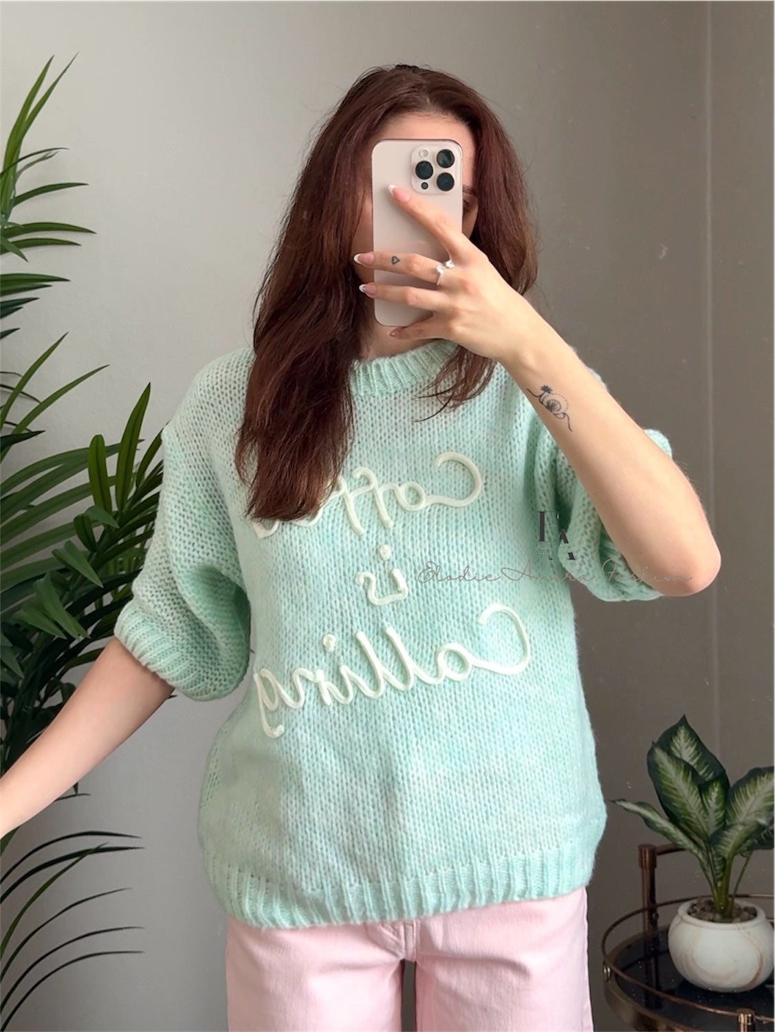 Pullover “Coffe Love” mint