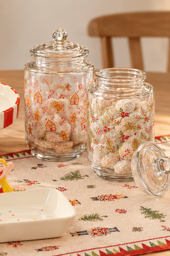 Vorratsglas mit Weihnachtsdekor aus Glas transparent, 2 Liter