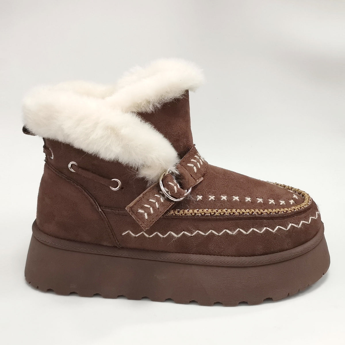 Winter Boots — gefütterte Stiefeletten braun weiß