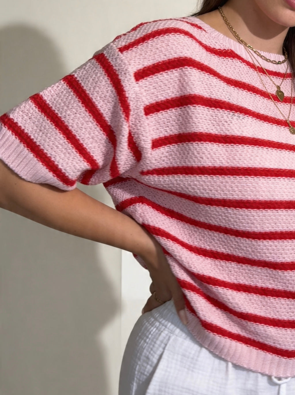 Rückenfreies Streifen Shirt