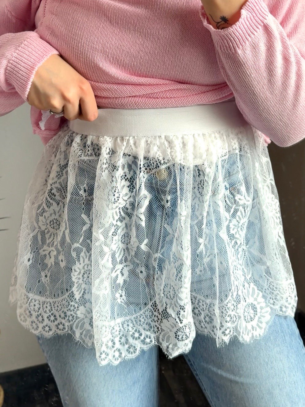 Blusenrock aus Spitze weiß