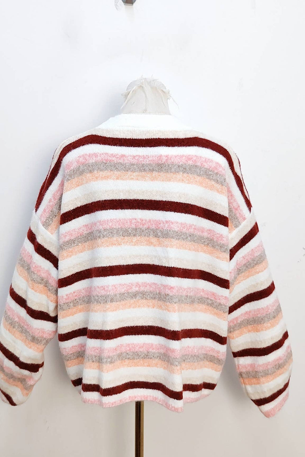 Streifen Schleifen Cardigan Bordeaux