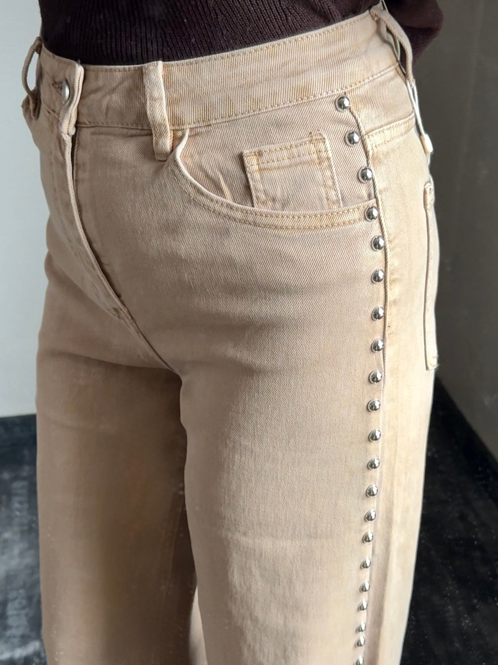 High Waist wide leg Jeans Nieten