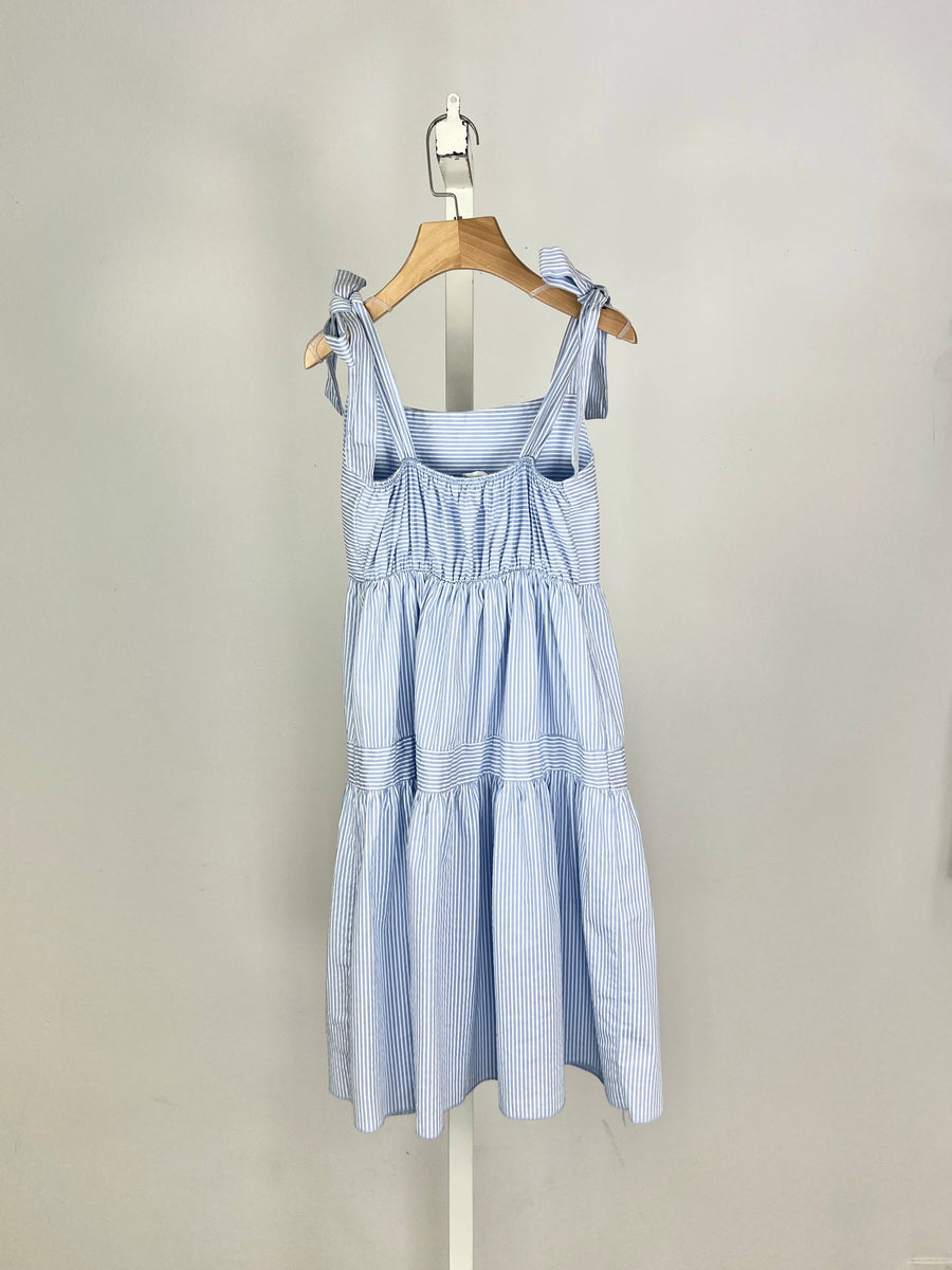 Gestreiftes Baumwollkleid mit Bindeträger für Mädchen – Ansicht 3