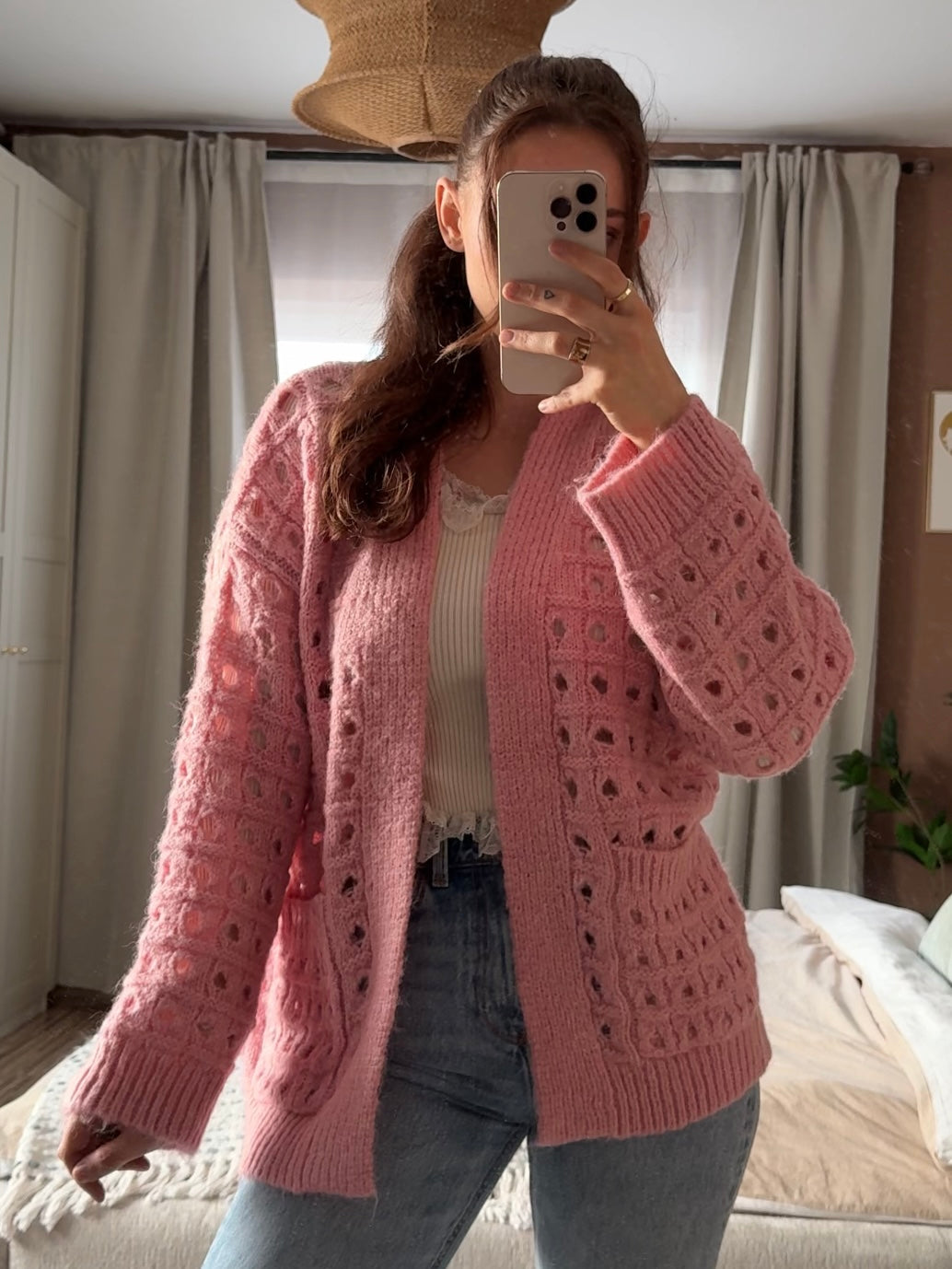 Cardigan mit Lochmuster