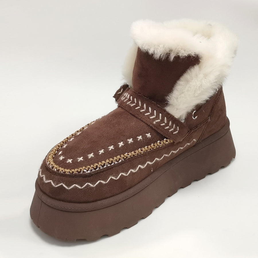 Winter Boots — gefütterte Stiefeletten braun weiß – Ansicht 2