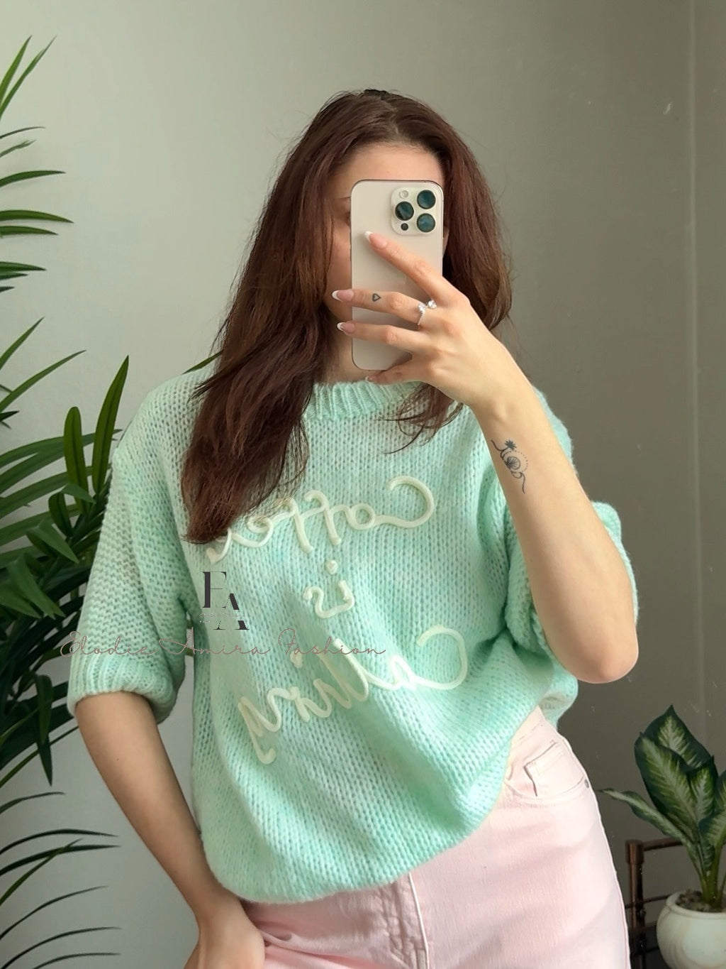 Pullover “Coffe Love” mint