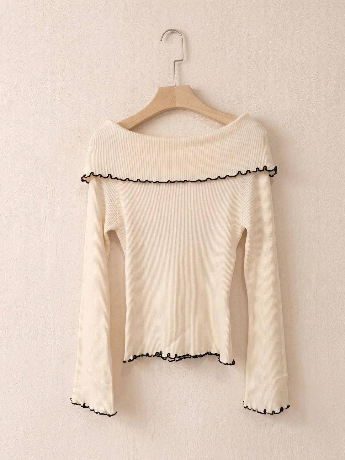 Pullover mit Bardot-Ausschnitt Ecru – Ansicht 2