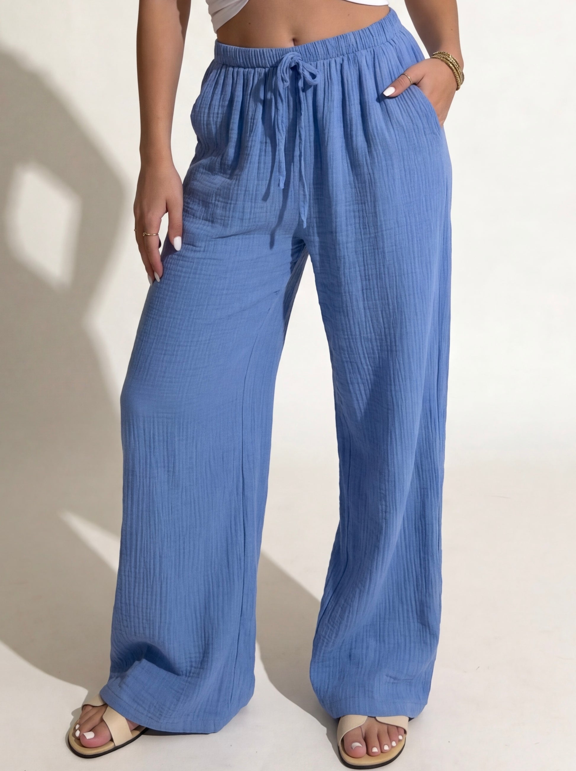 Musselin Hose blau