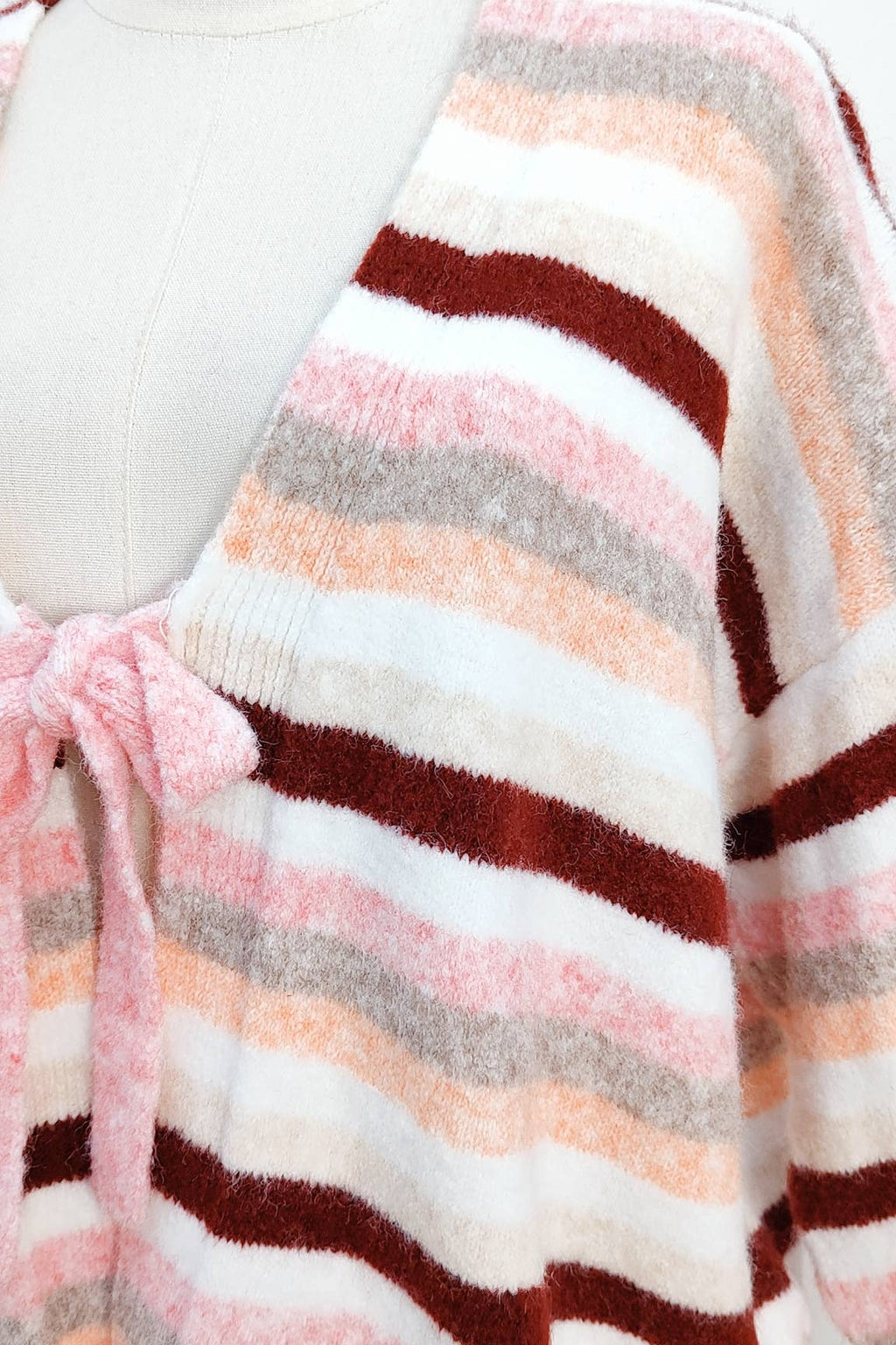 Streifen Schleifen Cardigan Bordeaux