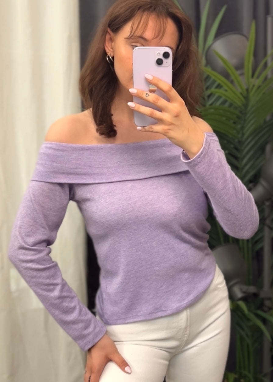 Chemise à épaules dénudées « Leni » violette