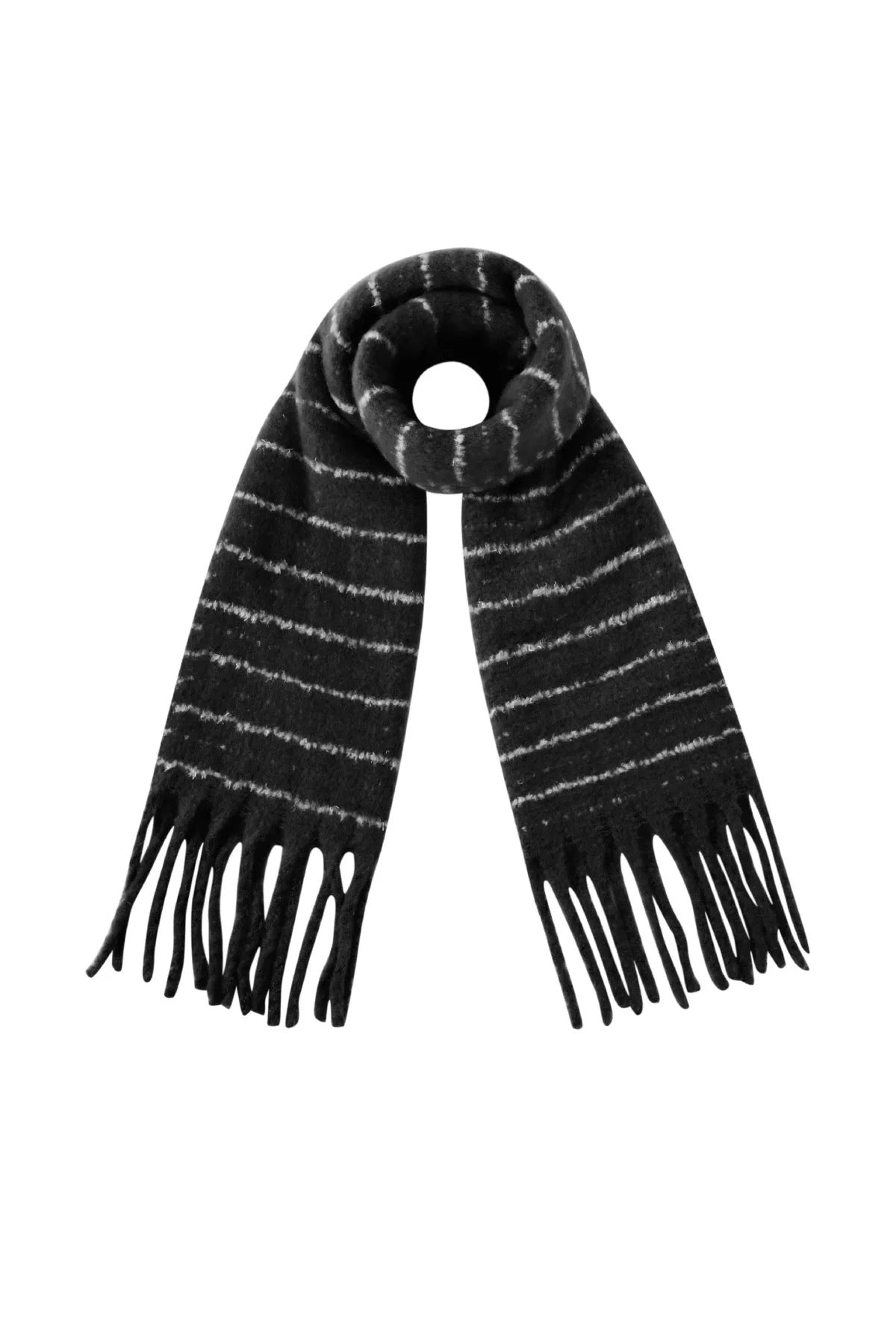 Schal mit Streifen schwarz