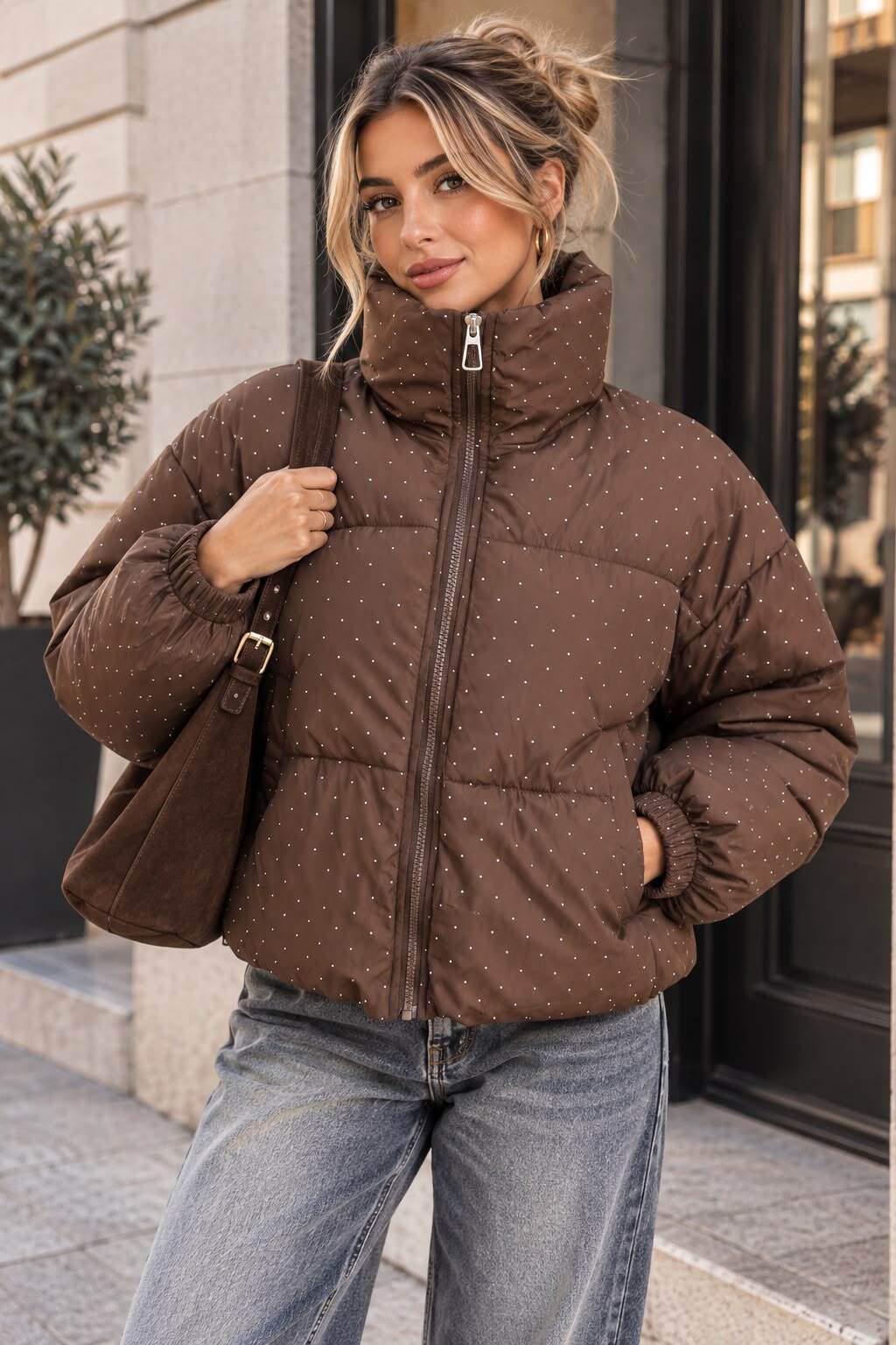 Pufferjacke mit Strasssteinen – Ansicht 3