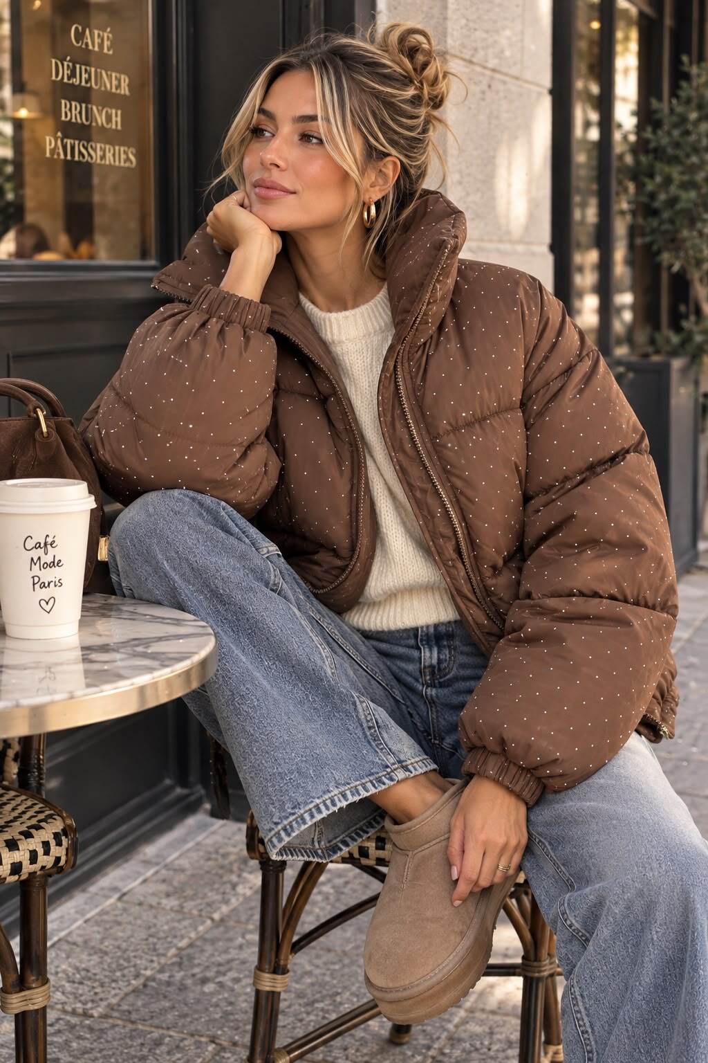 Pufferjacke mit Strasssteinen – Ansicht 2