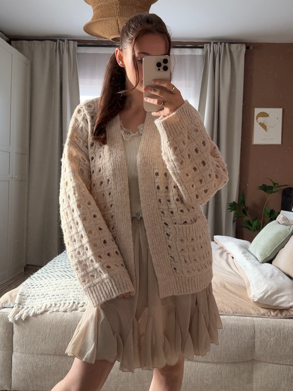 Cardigan mit Lochmuster
