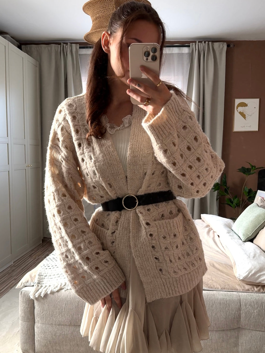 Cardigan mit Lochmuster