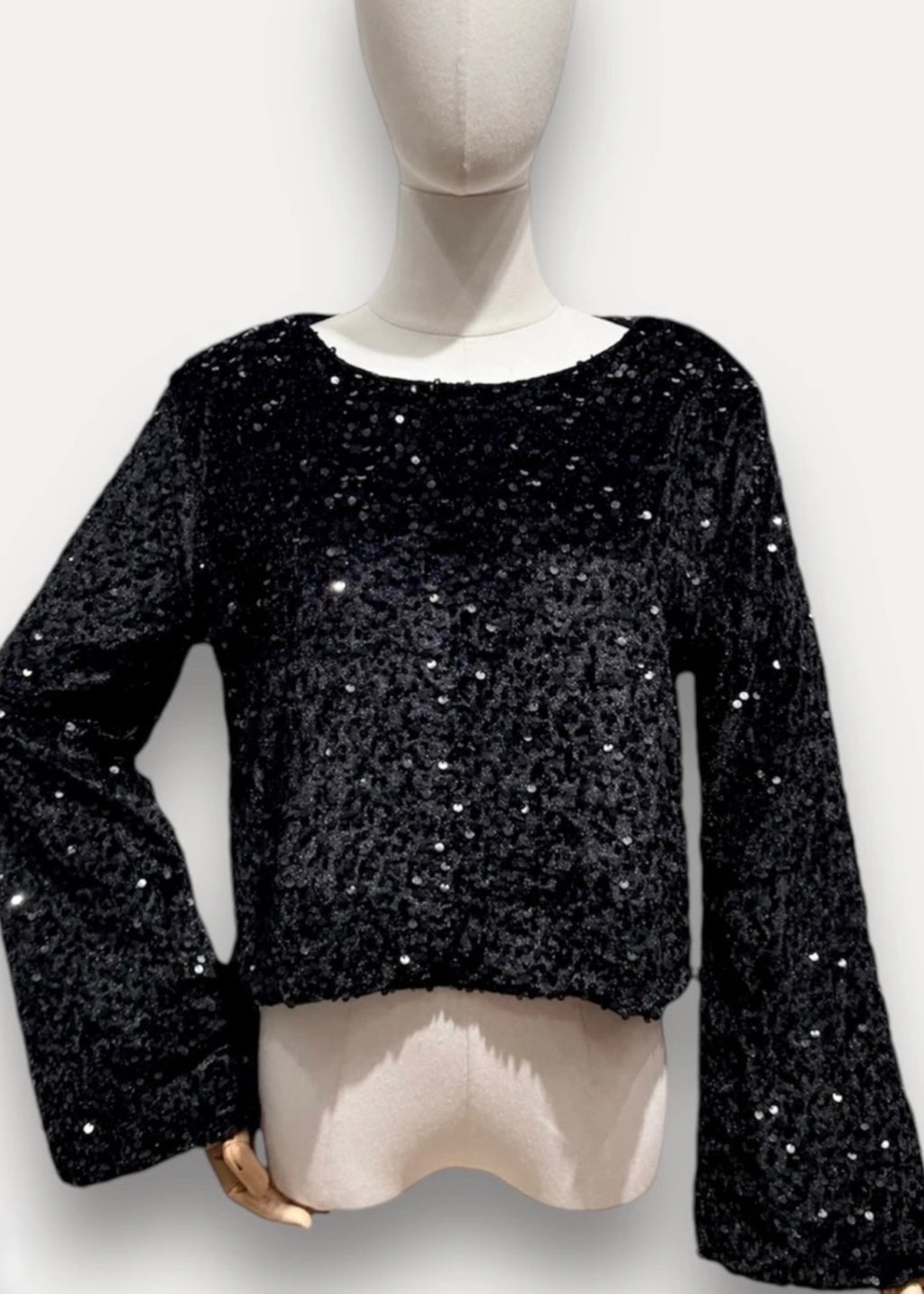 Chemise à sequins « Indira », noire