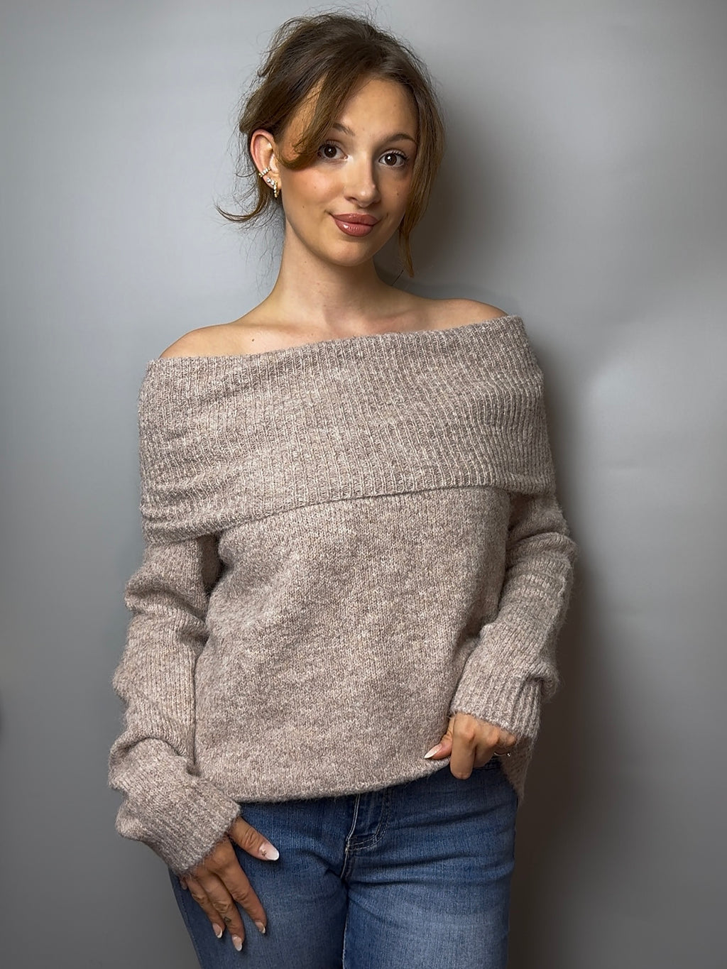 Off Shoulder Pullover versch. Farben