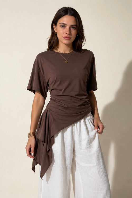 Asymmetrisches t-Shirt Braun