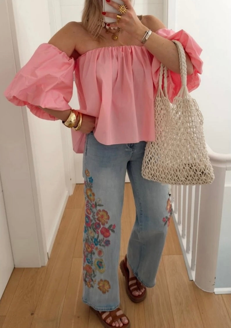 Off shoulder Bluse rosa