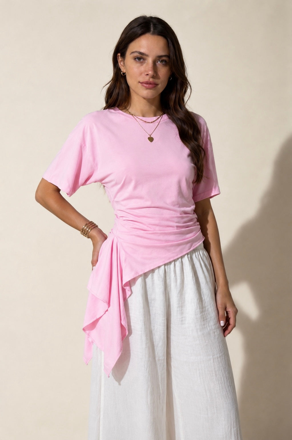 Asymmetrisches t-Shirt rosa