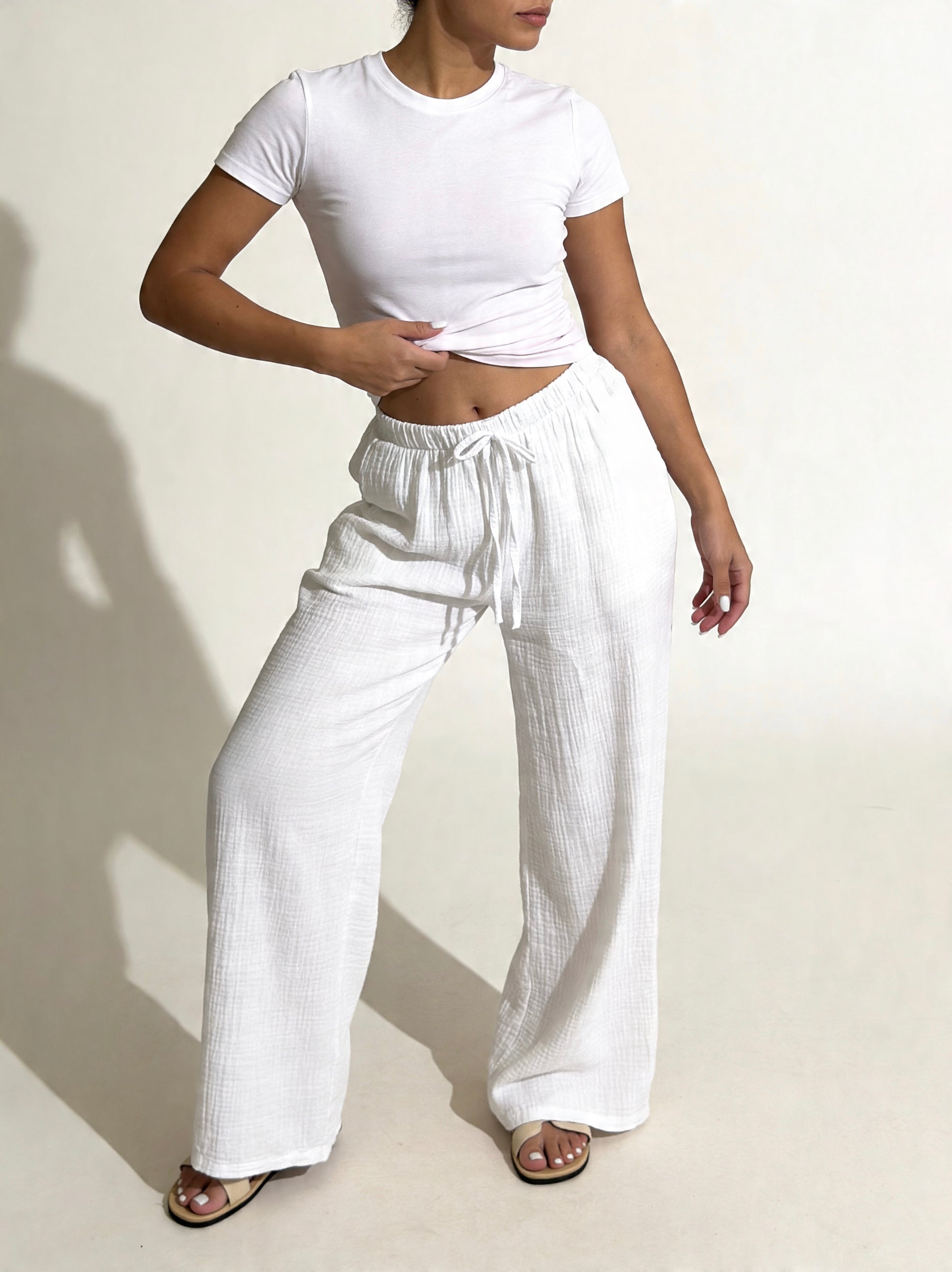 Musselin Hose weiß