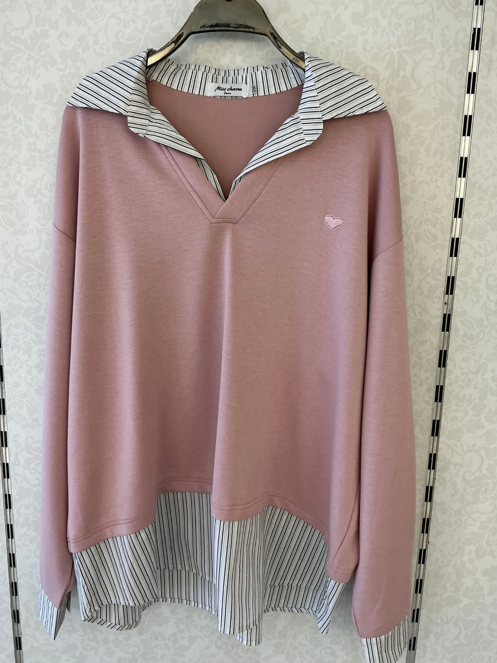 Pullover mit Hemd rosa