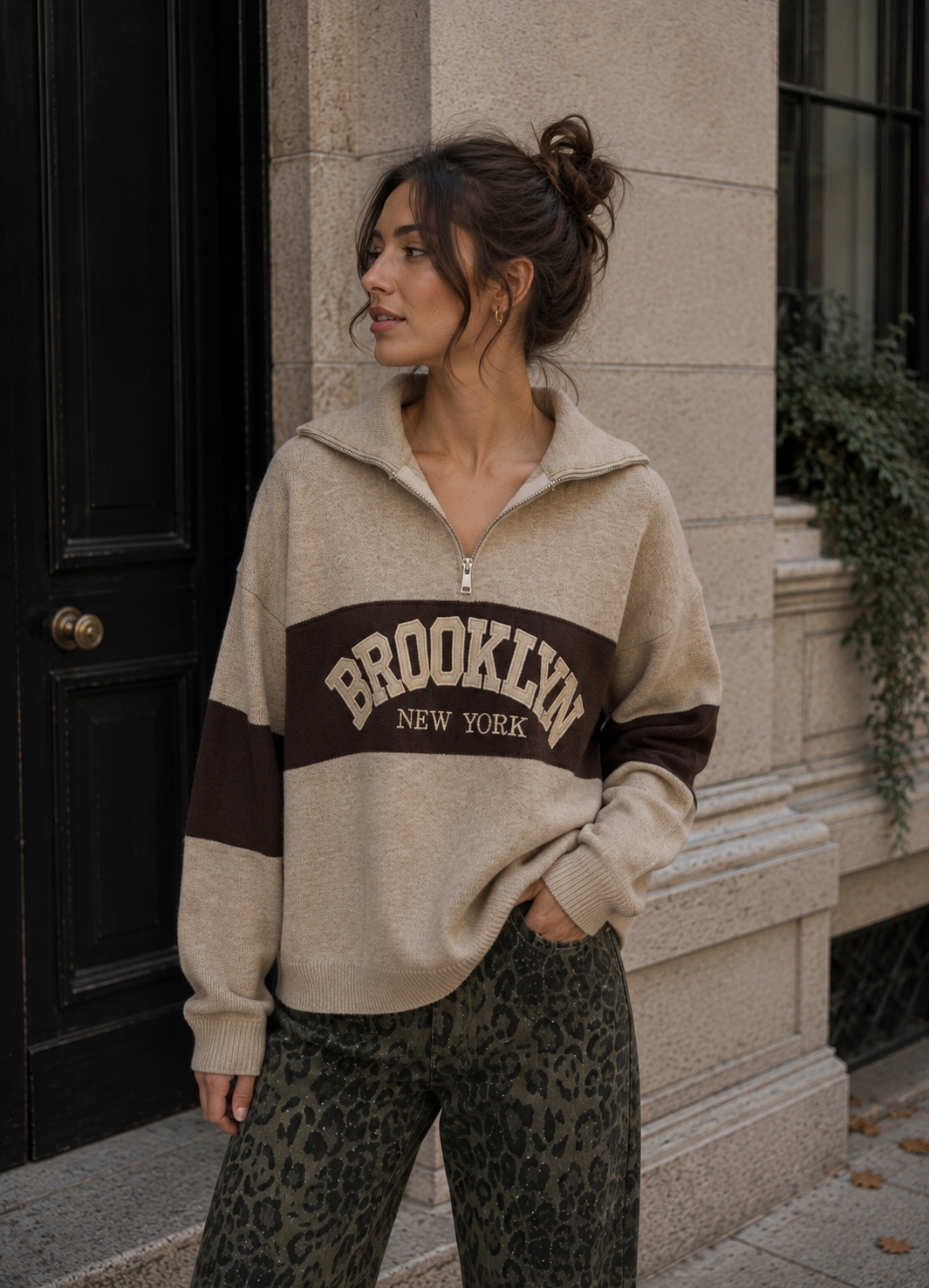 Viskose Baumwolle Zipper Pullover