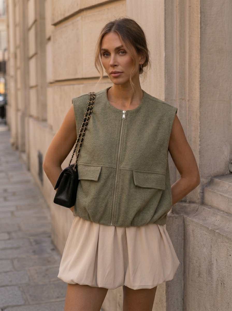 Wildlederoptik Weste Khaki o. Camel