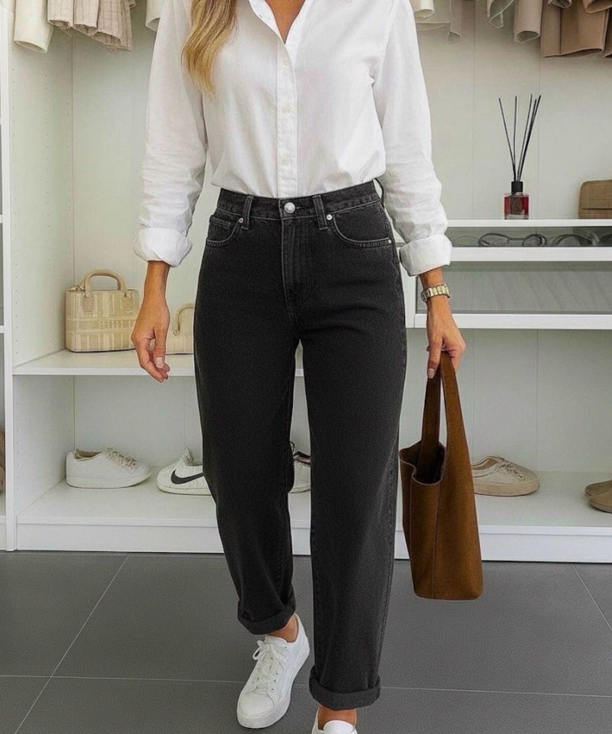 High-Waist Ballon Jeans schwarz