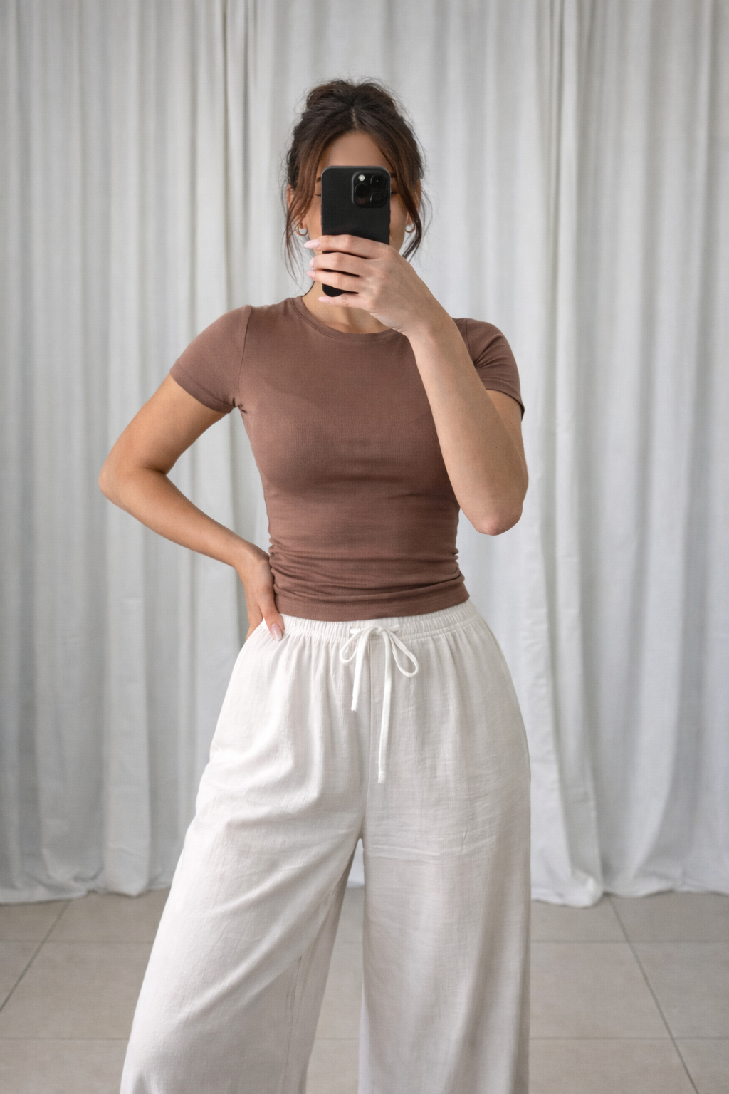 Viskose Basic t-Shirt braun
