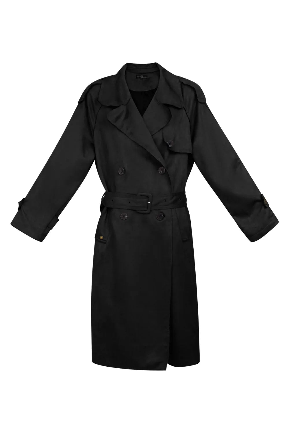 Wildlederoptik Trenchcoat schwarz