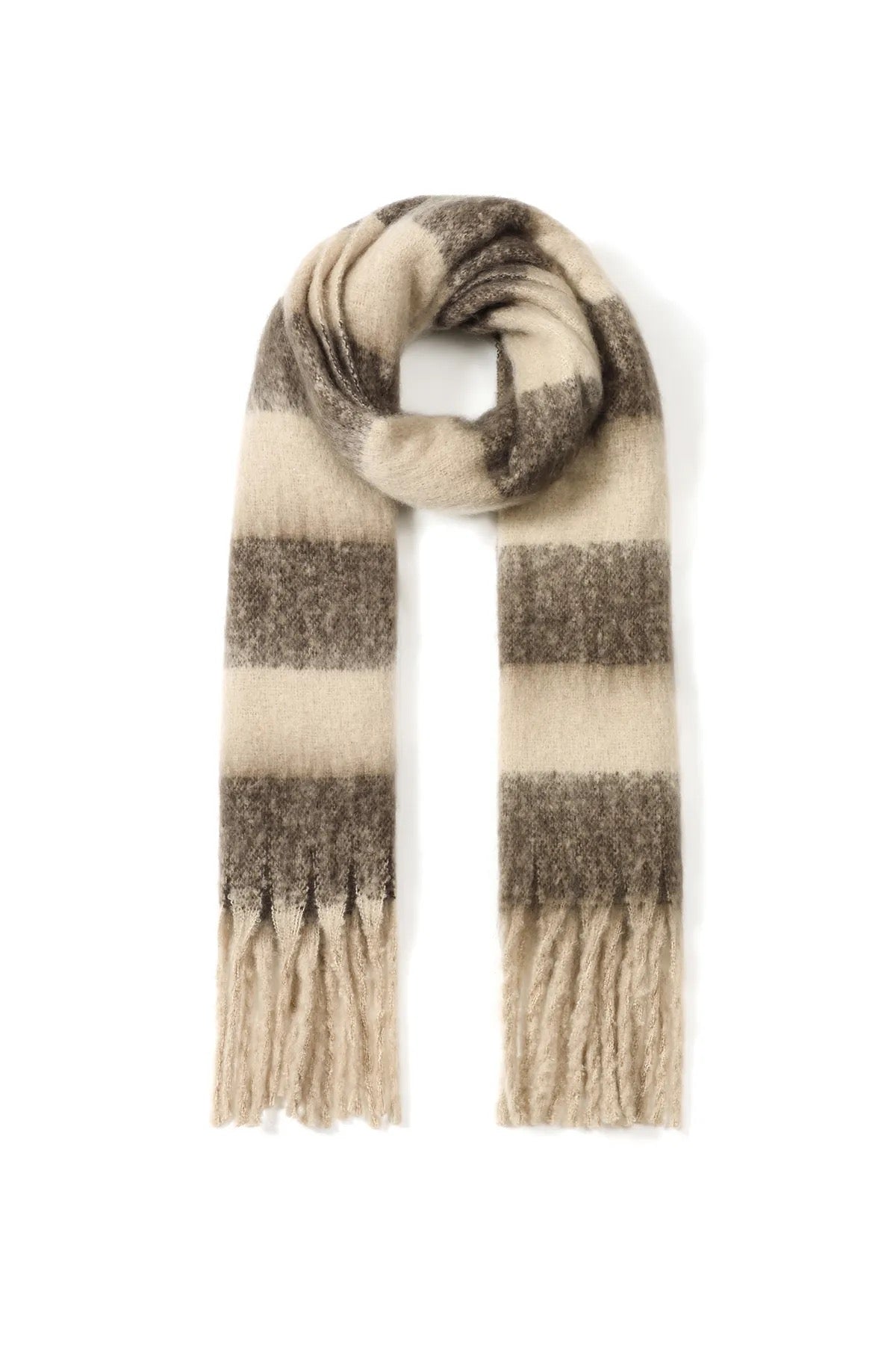 Schal beige mit Streifen