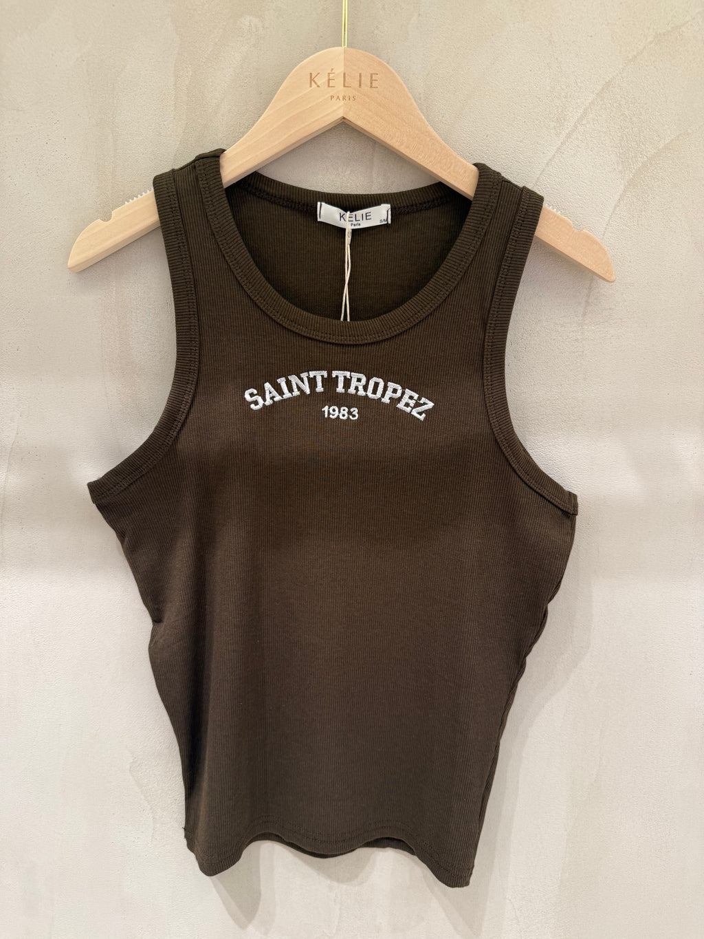 Tanktop mit Schrift braun