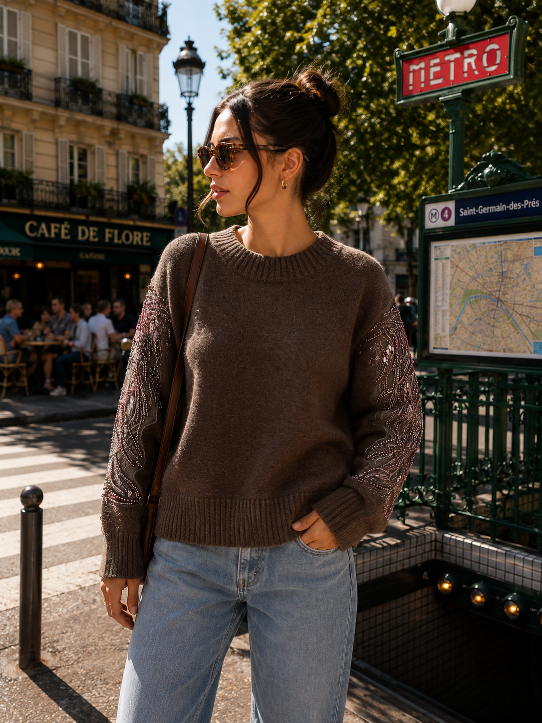 Pullover aus Strick bestickt – Ansicht 2