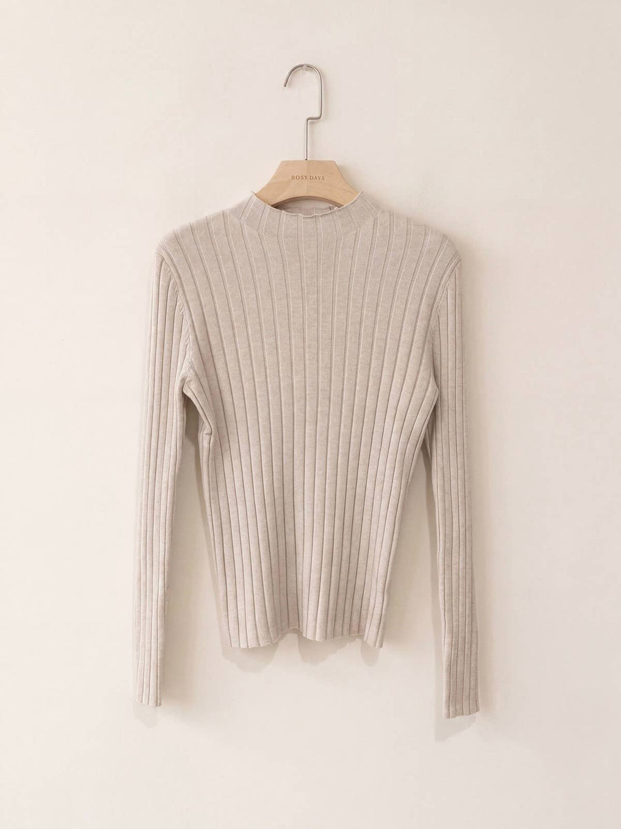 Gerippter Basic-Pullover mit Stehkragen – Ansicht 5